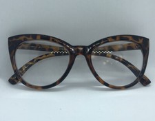 NEW 2.00 Betsey Johnson Readers Oversized CAT EYE Brown Tortoise