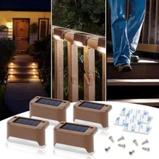 4Pcs Solar Powered LED Deck Lights Outdoor Waterproof Lamp for Stairs Step Fence