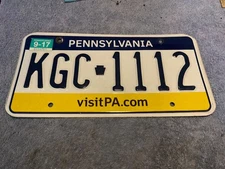 Pennsylvania License Plate "visitPA" 2017 KGC-1112