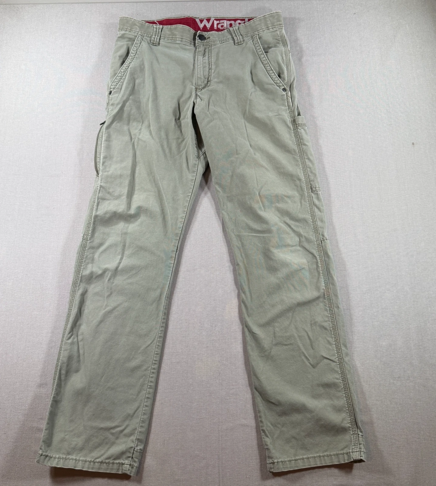 Wrangler All Terrain Gear Hiking Pants Mens 33x31 Green Stretch ATG Utility Work