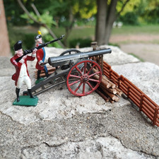 VTG Dimestore Toy Soldier Barclay Cannon  2 Metal Soldiers Mixed Display As Is