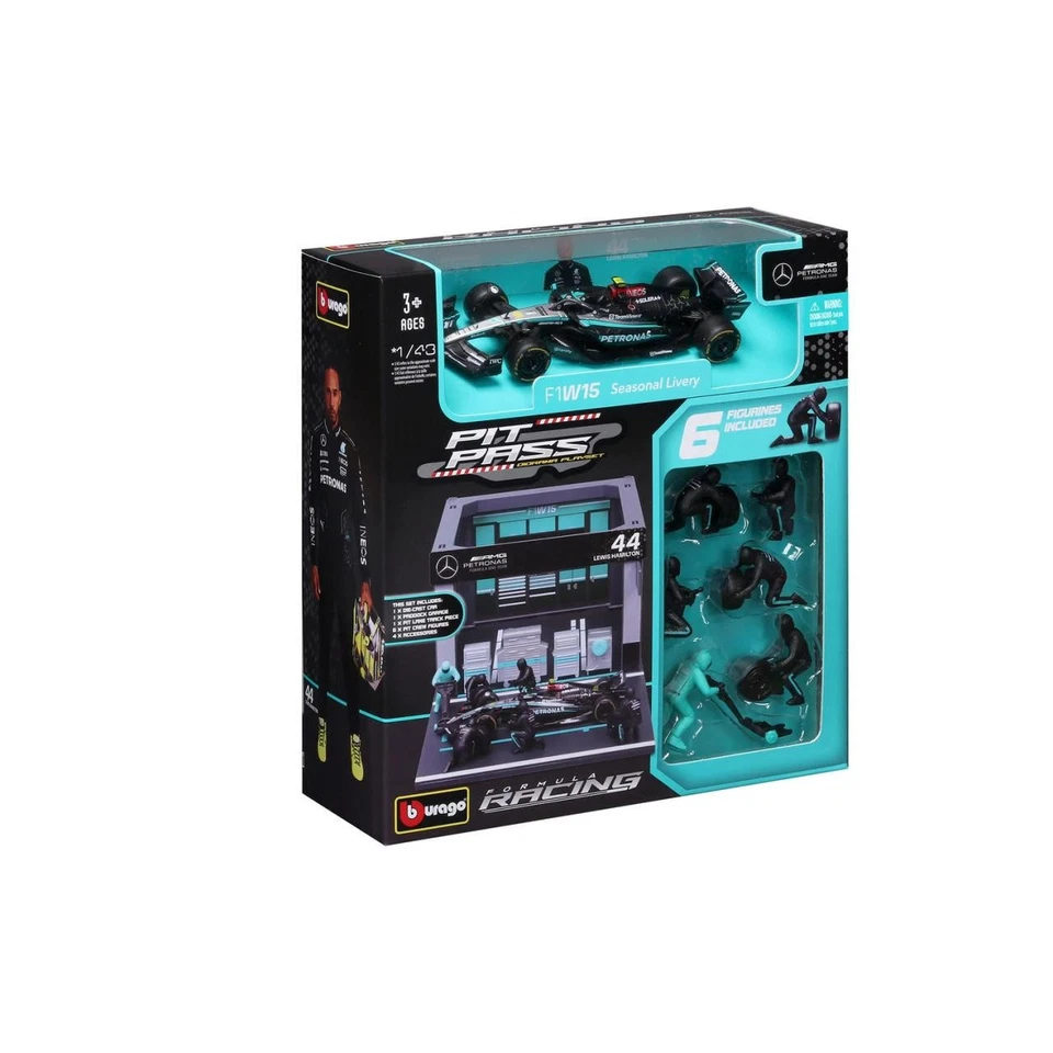 1:43 Bburago B18-38452H Lewis Hamilton Mercedes W15 Passaggio Dal Box 2024 - Immagine 2 di 4