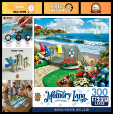 300 Piece EZ Grip Jigsaw Puzzle - Coastal Beach Scene, Large Pieces for Adults