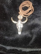 Buffalo Skull Necklace Silver Charm