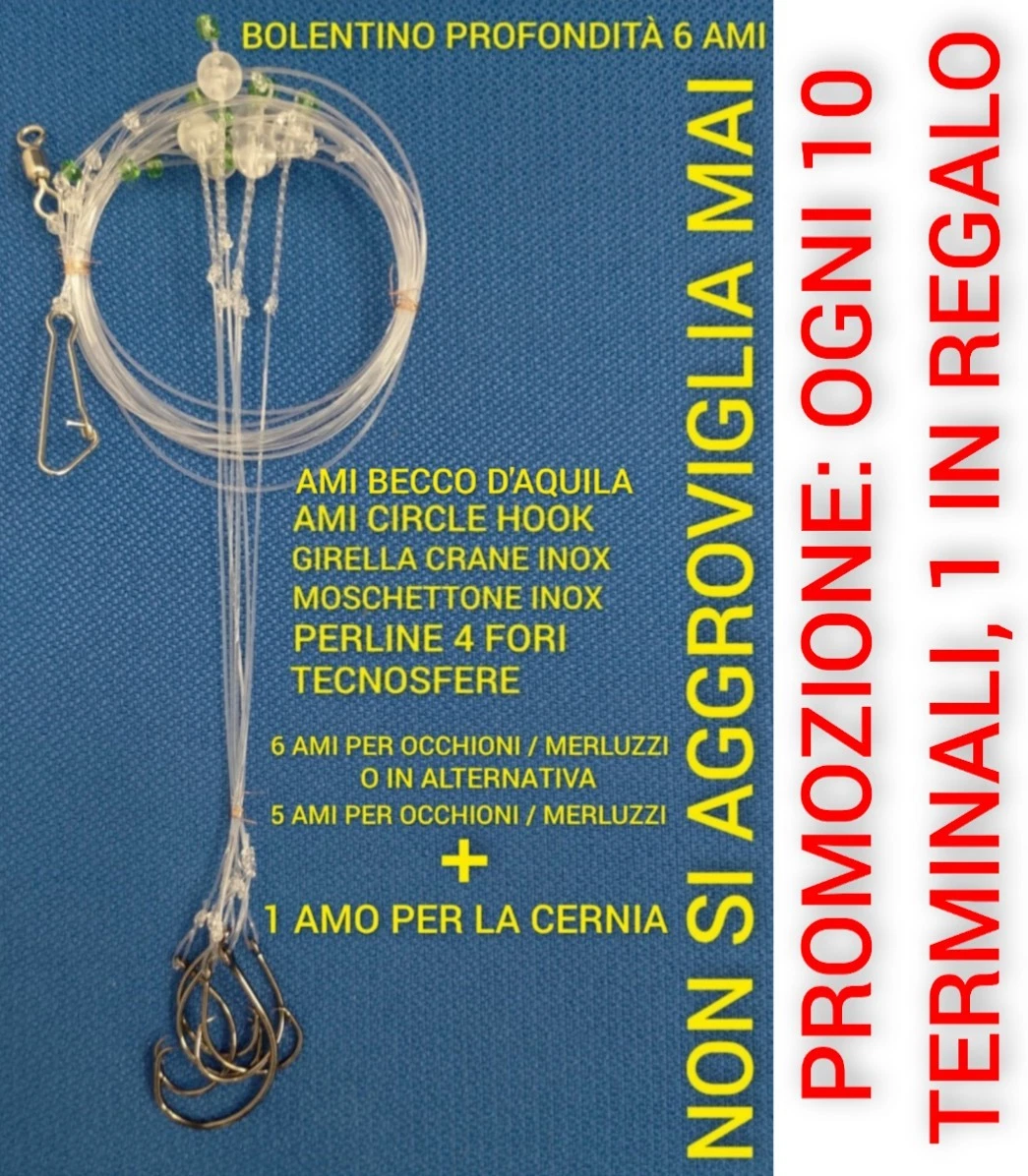 BOLENTINO Terminale Paternoster System – Cavetto Inox Con Girelle Per 20 Ami (Filpesca)