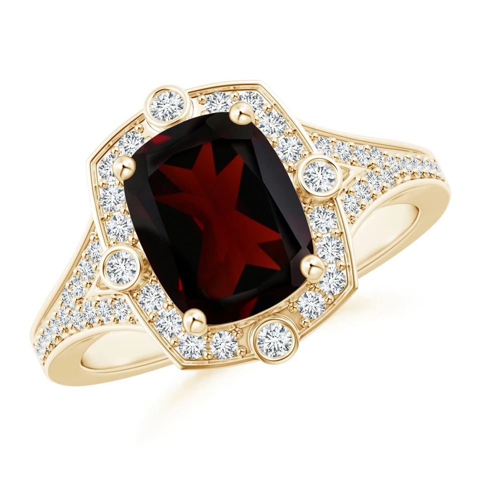 Anillo de granate inspirado en Art Deco de 3,18 quilates ANGARA con halo de... - Imagen 1 de 1