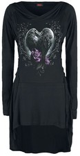 Spiral Kurzes Kleid Damen Raven Heart schwarz Gothic, Rockwear, Romantik