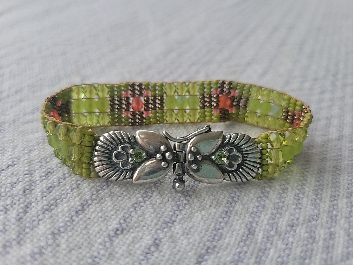 Chili Rose Sterling Silver Beaded Bracelet