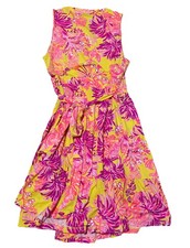 Lilly Pulitzer Folly Floral Wrap Sun Dress Size M Calla Yellow Sea Coral Beach