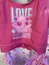 NWT Pok mon Girls One Piece Swimsuit Size 7/8 Pink Jigglypuff Pikachu Swim