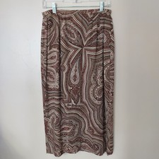 Vintage Talbots Petites Pure Silk Paisley Floral Button Wrap Maxi Skirt Size 10P