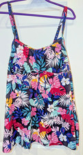 NEW Swimdress 2 Piece, Size 2X, Tropical Print, Empire Top, With Black Shorts