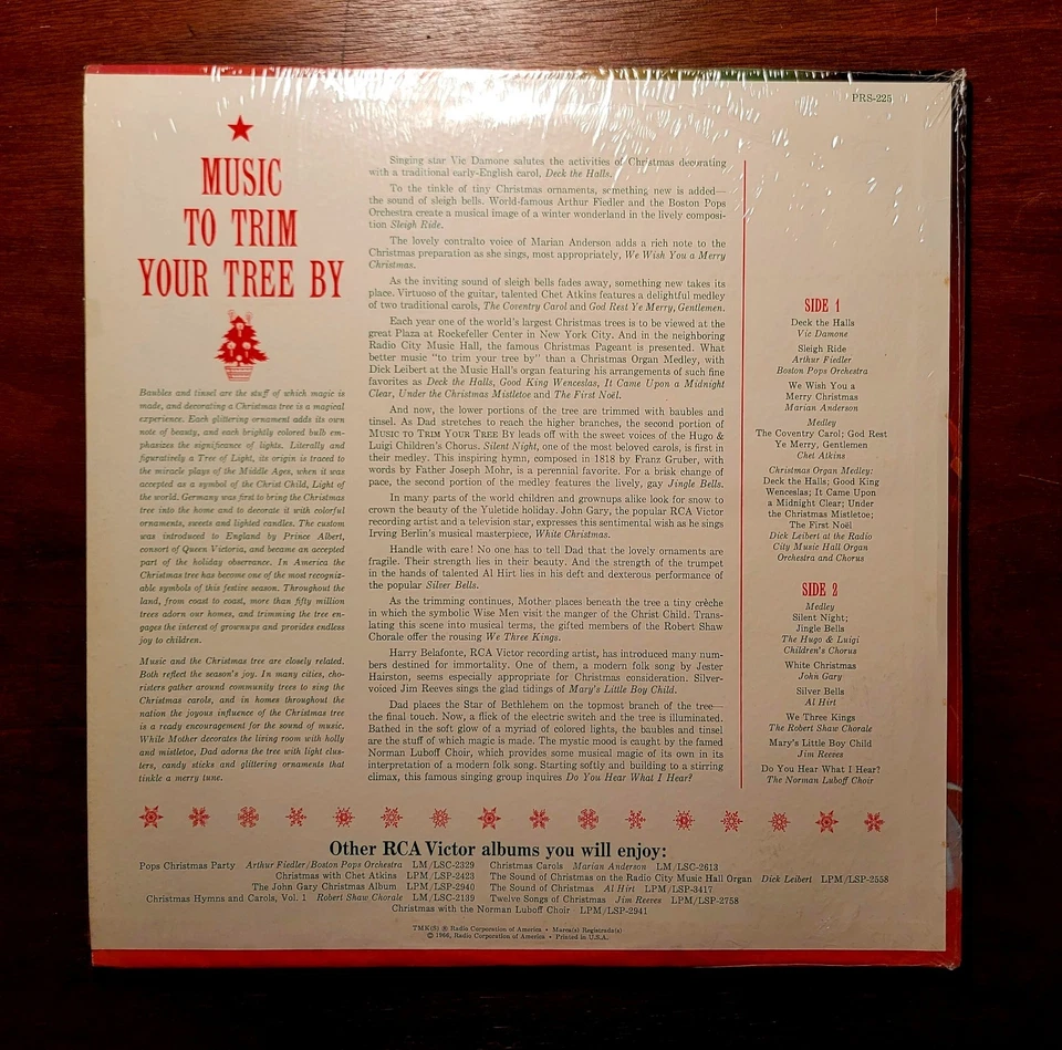 MUSIC TO TRIM YOUR TREE BY Vinyl Lp 1966 US Press RCA Special Edition Stereo - Image 2 of 4