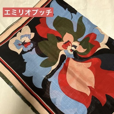 Emilio Pucci floral Stole Rectangle Scarf 30% Silk 70% Wool Near  