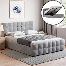 Image of Valentina Bed Frame Double King Ottoman Storage Fabric UKFR Gas Lift Upholstered