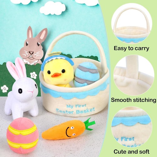 6 Pcs My First Easter Basket Plush Playset, Baby Easter Baskets for Kids - Picture 6 of 7