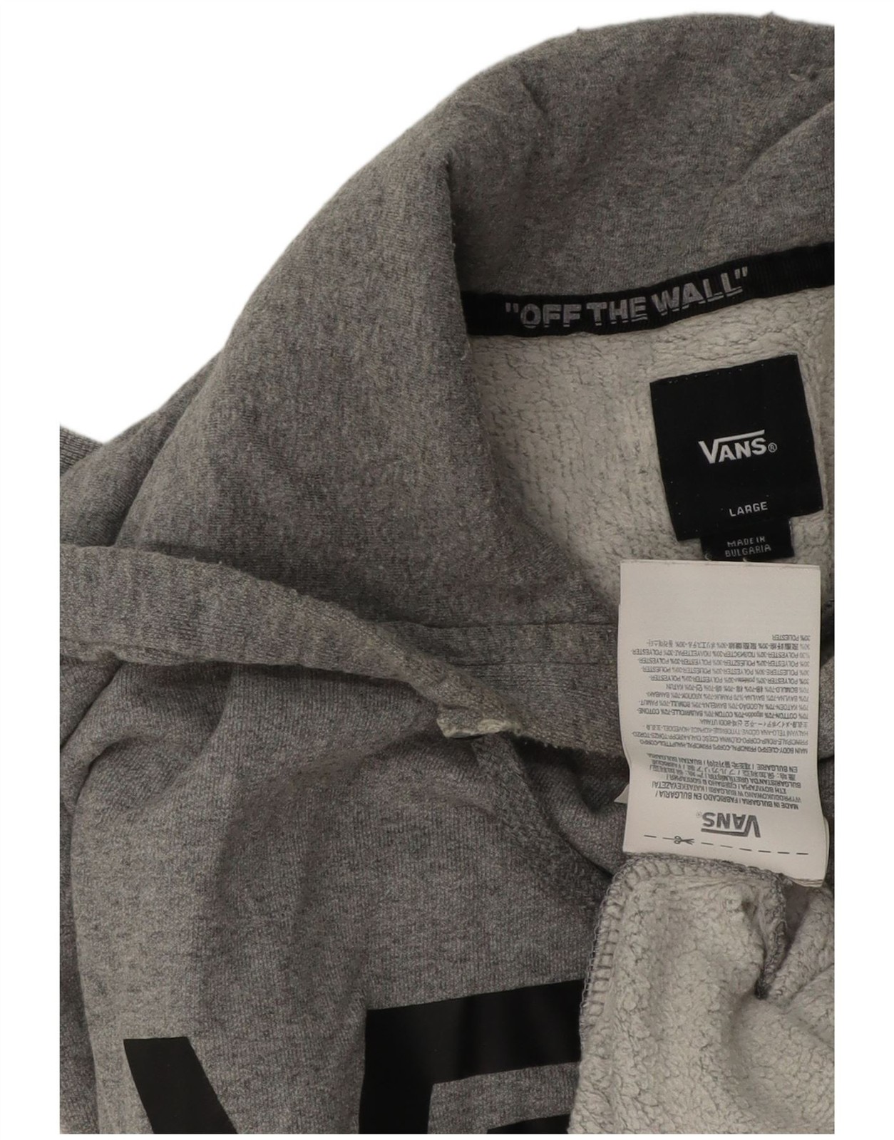 Vans Mens Graphic Hoodie Jumper Large Grey Cotton LF13 image 3