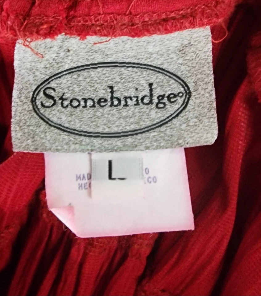 Falda Stonebridge Mujer Grande Roja Plisada Tachonada Boho Años 80 Retro Vintage Midi Foto 3 de 4