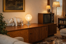 Italian 1970s Murano Style Glass Table Lamp Space Age Chrome Base