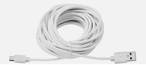 25ft USB to Micro B Power Cable White - Dash Cam, Security Cam, Ring Wyze
