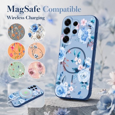 Magnet Blaue Pfingstrose Hülle für Samsung Galaxy S26 S25 Ultra S24 A17 A57 A56