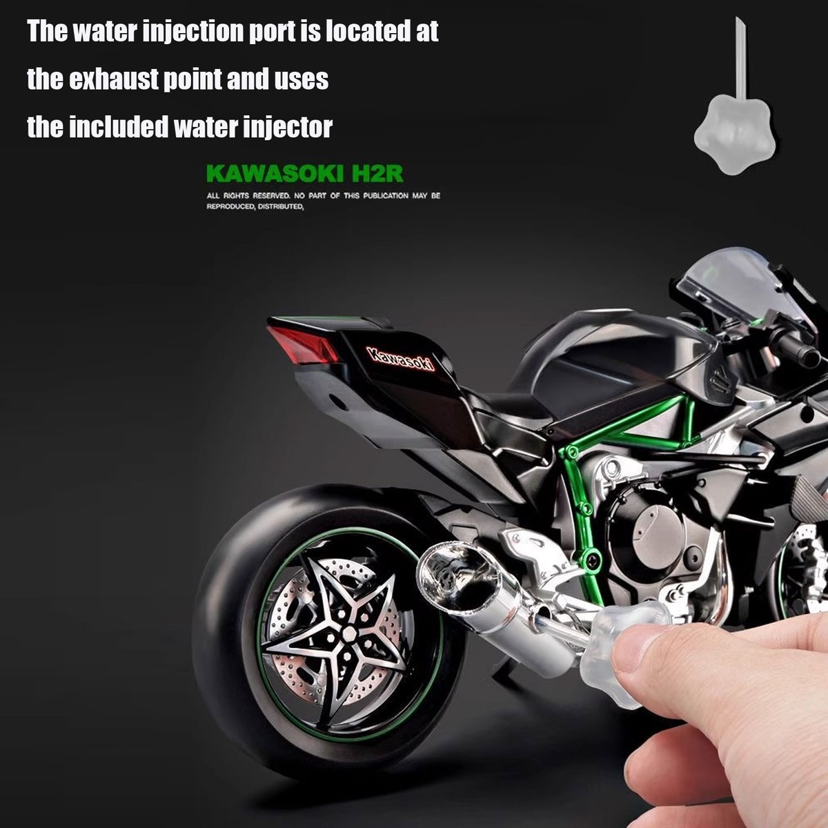 Ninja H2R 1:9 Scale Model - Alloy Motorcycle with Smoke and Sound