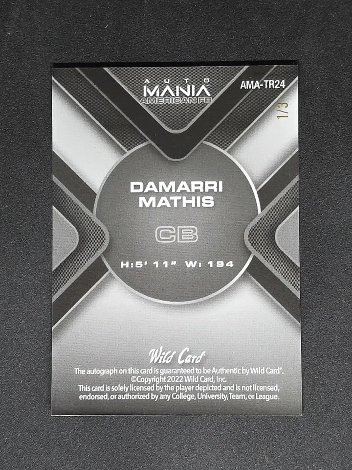 2022 Wild Card Auto Mania Diamond Damarri Mathis #AMA-D24... - Image 2 of 2