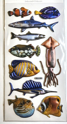 Sealife Puffy Stickers - 3D Ocean Animals Scrapbook Decals - Free Shipping