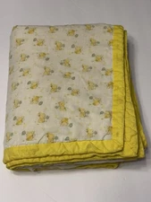 Vintage Carter’s Yellow Bunny Holding Flowers Baby Receiving Blanket