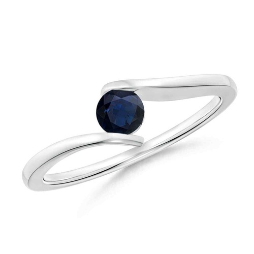 925 Sterling Silver Blue Sapphire Stone Statement Stackable Ring Jewelry Size 7