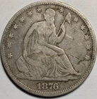 1876 Seated Liberty Half Dollar 50c - free shipping
