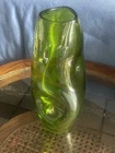 Blenko 921-L 1953 14” Pinched Dimpled Lime Green Glass Vase Winslow Anderson