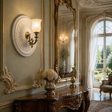 European Design Ceiling Decor Plate Faux Plaster Look Light Fixture Trim