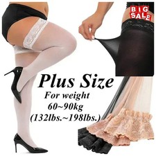 Lace Top Plus Size Over Knee Thigh High Long Socks Anti Slip Stockings for Overs