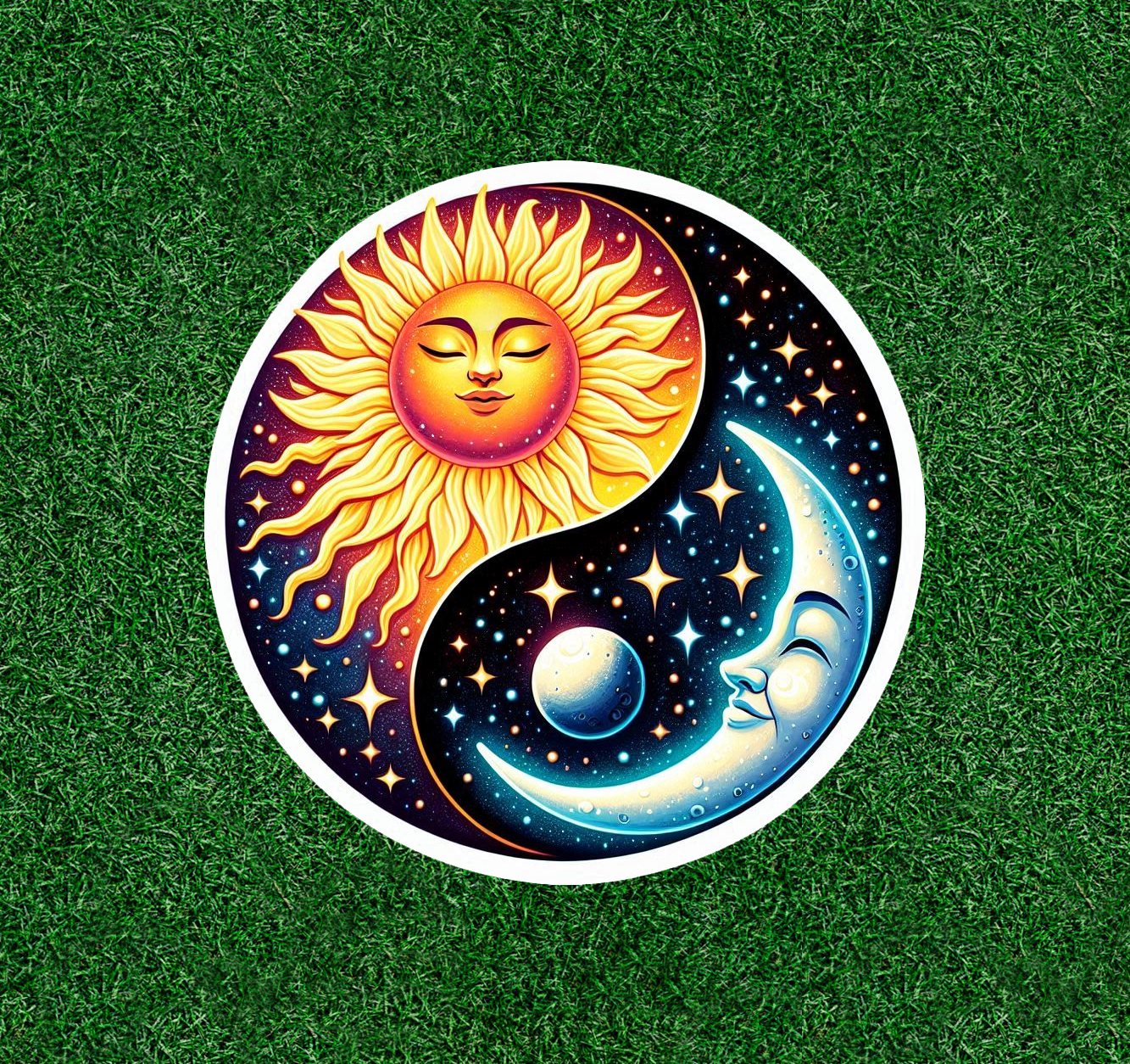 Celestial Sun and Moon Yin Yang design waterproof vinyl sticker - many ...