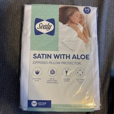 SEALY Satin Aloe Zippered Pillow Protectors Standard/Queen 20 In x 28 In White
