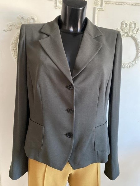 Women Armani Collezioni Blazer Khaki Wool 46 / 3XL