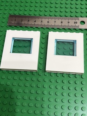Lego 2 x weiße Platte 1 x 6 x 6 mit durchsichtigem aufklappbarem Glasfensterrahmen