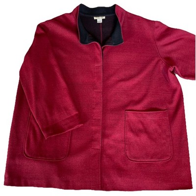 Linden Hill Women's Wool Blend Jacket Size 3X Red Thick Grandma Cardigan Cozy