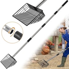 10inch Large Metal Chicken Poop Scooper, 24 to 68" Long Chicken Coop Litter S...