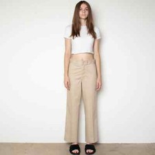 Vintage Tan Cotton Wide Leg Trouser Pant S