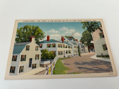 Leyden Street First Street and House in New England Plymouth Massachusetts