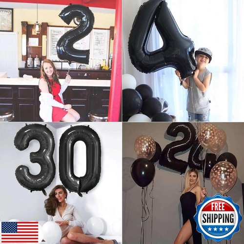 Lovoir 40 Inch Black Number Balloon 10 Large Size Jumbo Digit Mylar Foil Heli - Picture 5 of 5