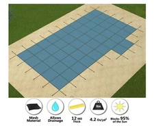 GLI ProMesh Rectangle Swimming Pool Winter Safety Cover w/ 2' Right Offset Step