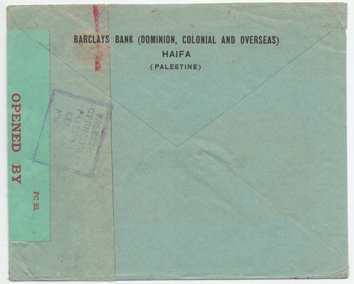 Palestina Haifa 1940 Barclays Bank cover. many rare Censored. very Scarce. - Picture 2 of 2