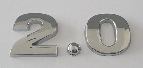 2.0 Car ENGINE Badge 3D Quality Metal Chrome Self Adhesive Numbers - Size 25 mm - Picture 4 of 4