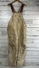 vtg USA CARHARTT Dungarees Quilt Lined 38x32 Bib Overalls Insulated Real Worker