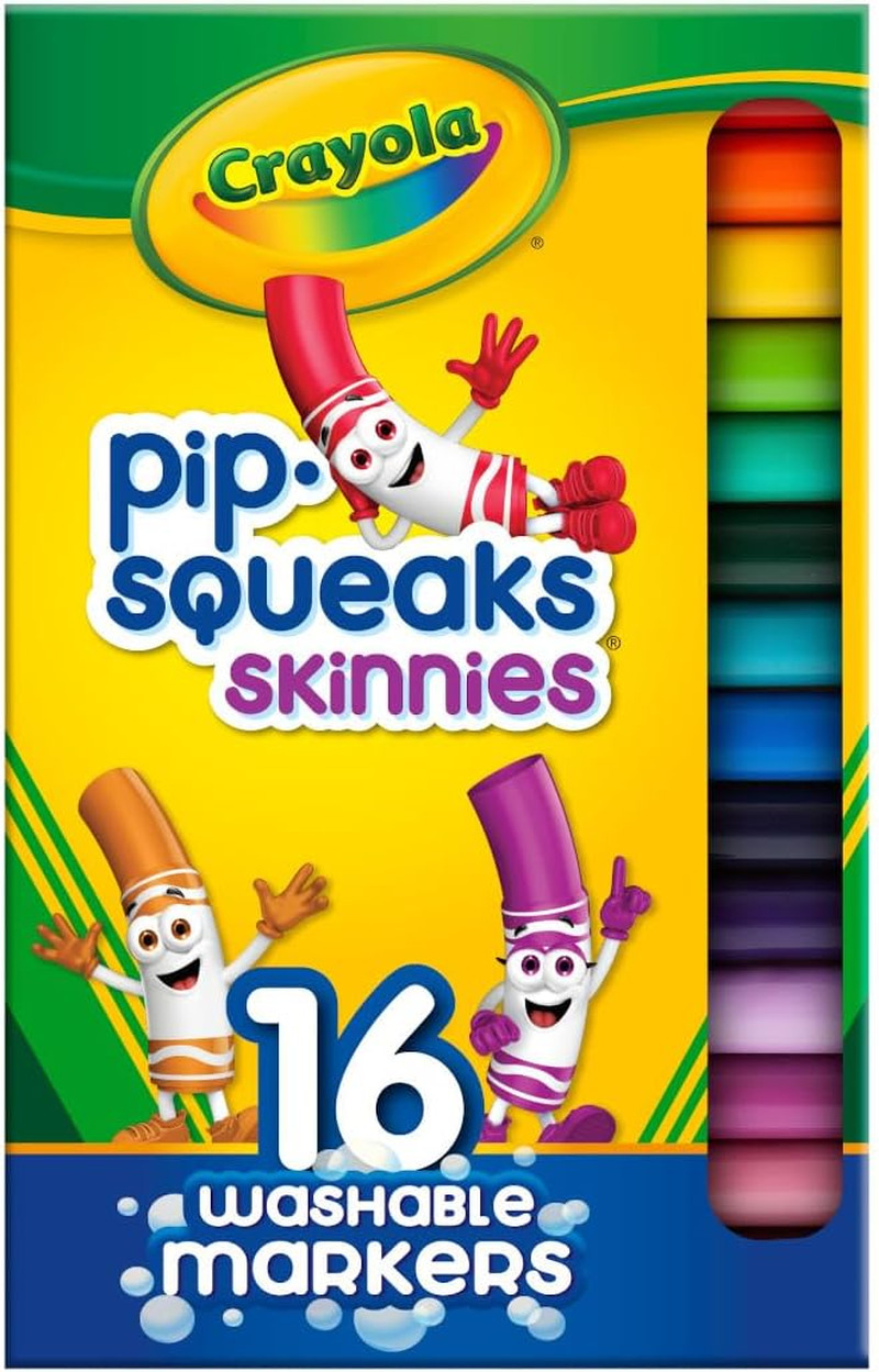 16Pc Washable Pip Squeaks Skinnies Markers,Mini Markers for 