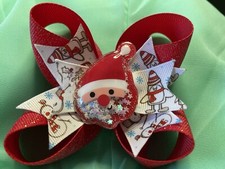 Large Santa And Friends Hair Bow