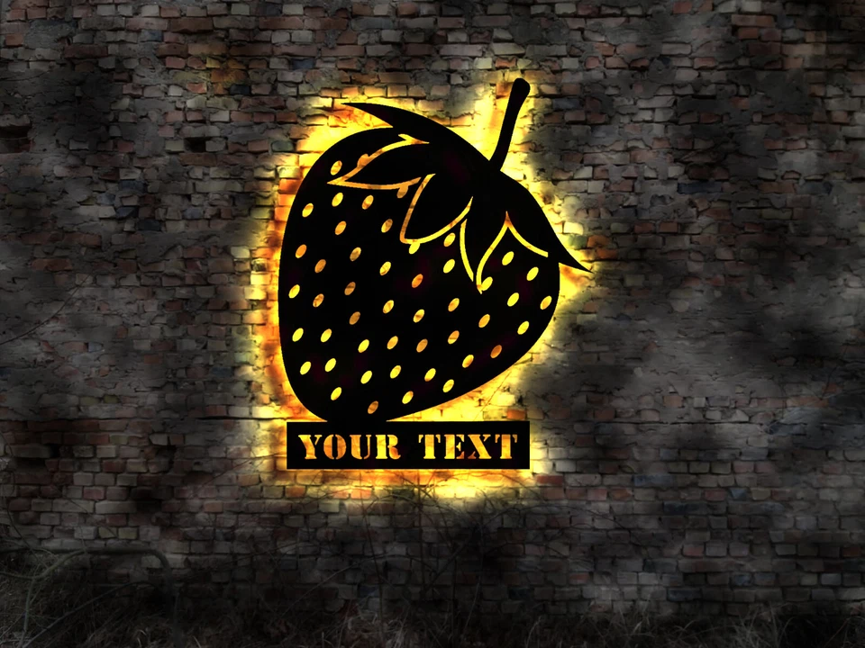 Erdbeere Strawberry LED Schild Leuchtschild Erdbeeren Korb sammeln Erdbeertorte - Bild 1 von 1